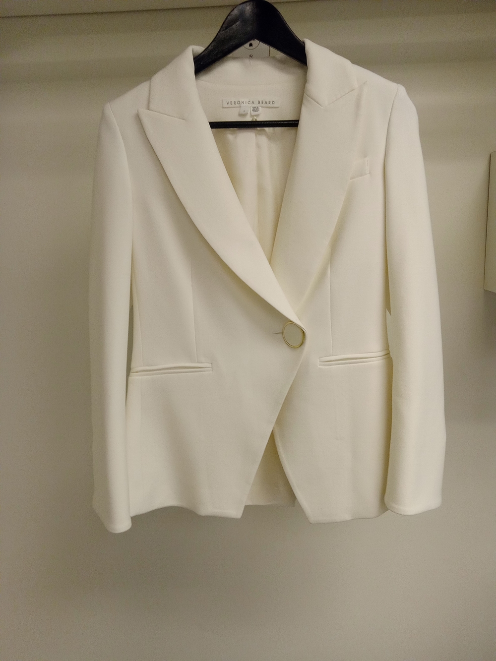 Veronica Beard Ivory Single-Button Notch Lapel Blazer